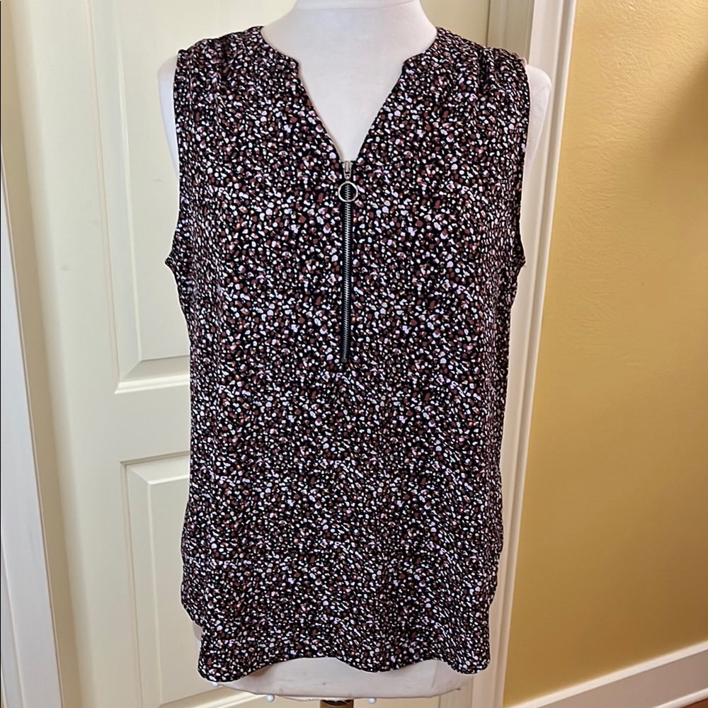 Women's Black/Brown and White Sleeveless Top